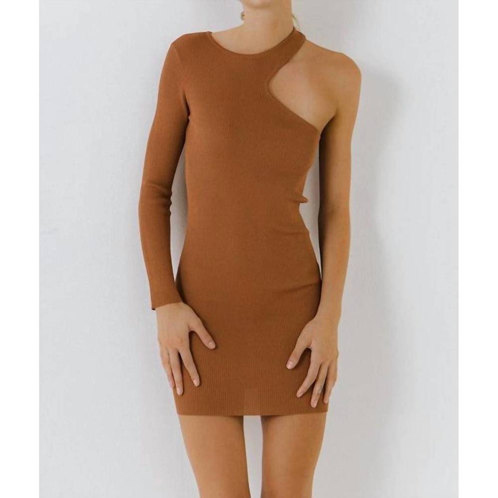 NEW SANITY STYLE kerry one sleeve dress in tan